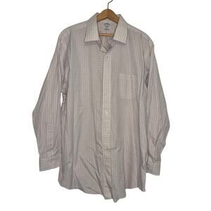 Brooks Brothers Regent Dress Shirt Mens White Striped Long Sleeve Button 17 34